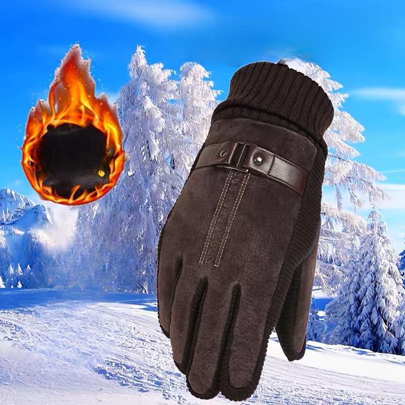 1 Pair Khaki Warm Gloves