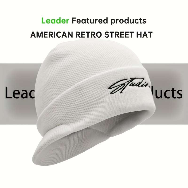 1pc Vintage-Inspired Embroidered Beanie with Brim Perfect for Casual Attire Outdoor Adventures