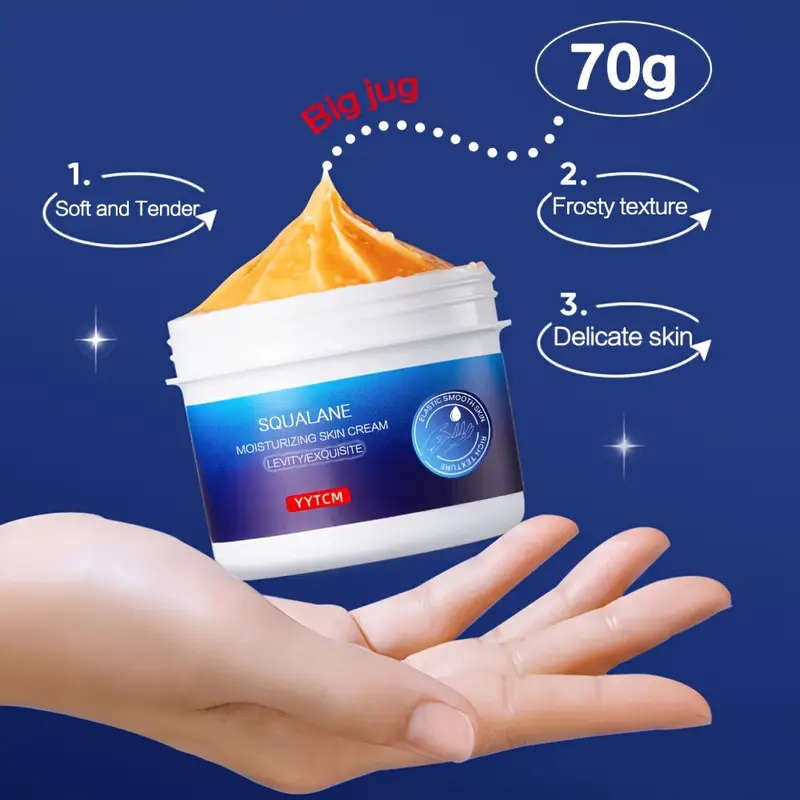 2pcs Squalane Moisturizing Skin Cream Hypoallergenic Glycerin-Enriched Nourishing Dry Skin Care