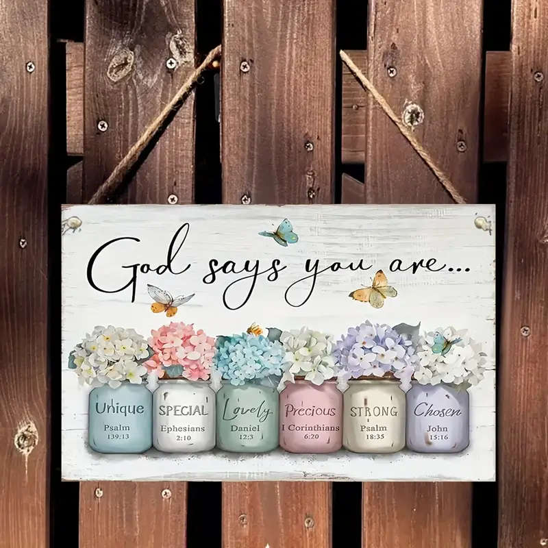 1pc Vintage Inspirational Bible Verse Wooden Wall Art Square Framed Print for Living Room  Bedroom D