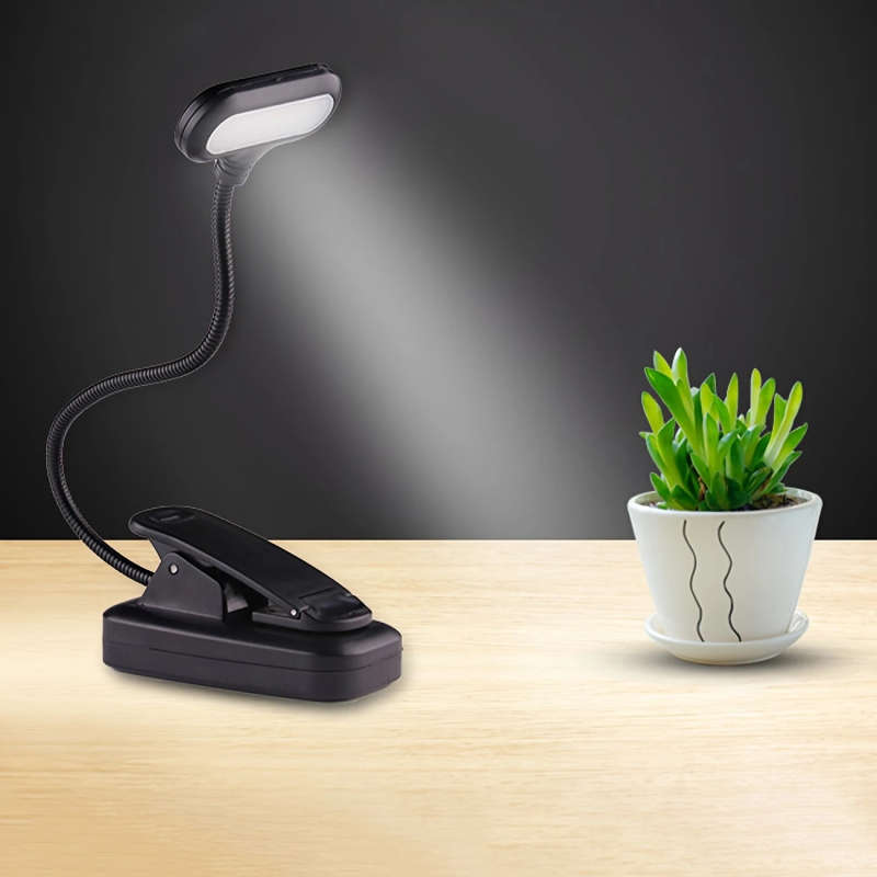1pc Battery Power Portable Book Light With Clip Adjustable Arm Reading Light Night Reading Lamp Desk