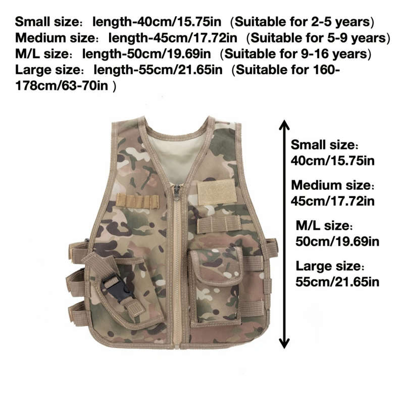 1pc Size S Youngsters's Outdoor Tactical Vest Summer Camp Camouflage Training Vest