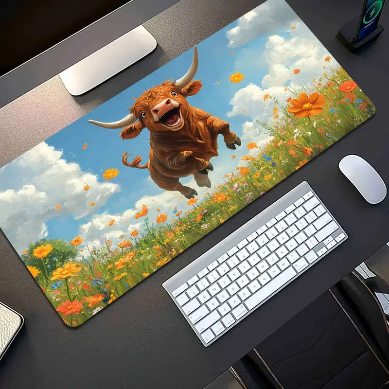 1pc 30x80cm Jumping Bull Vibrant Rubber Non-Slip Mouse Pad Colorful Fashionable Durable Work Gaming