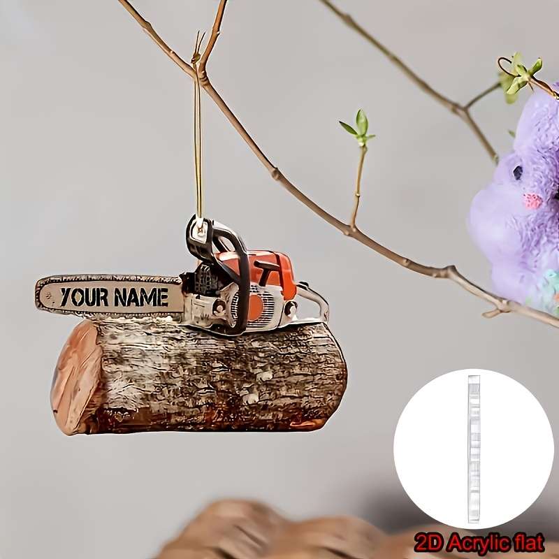1pc 2D Flat  Car ornaments Bold Design Acrylic Chainsaw Ornament- Car Rearview Mirror Hanging