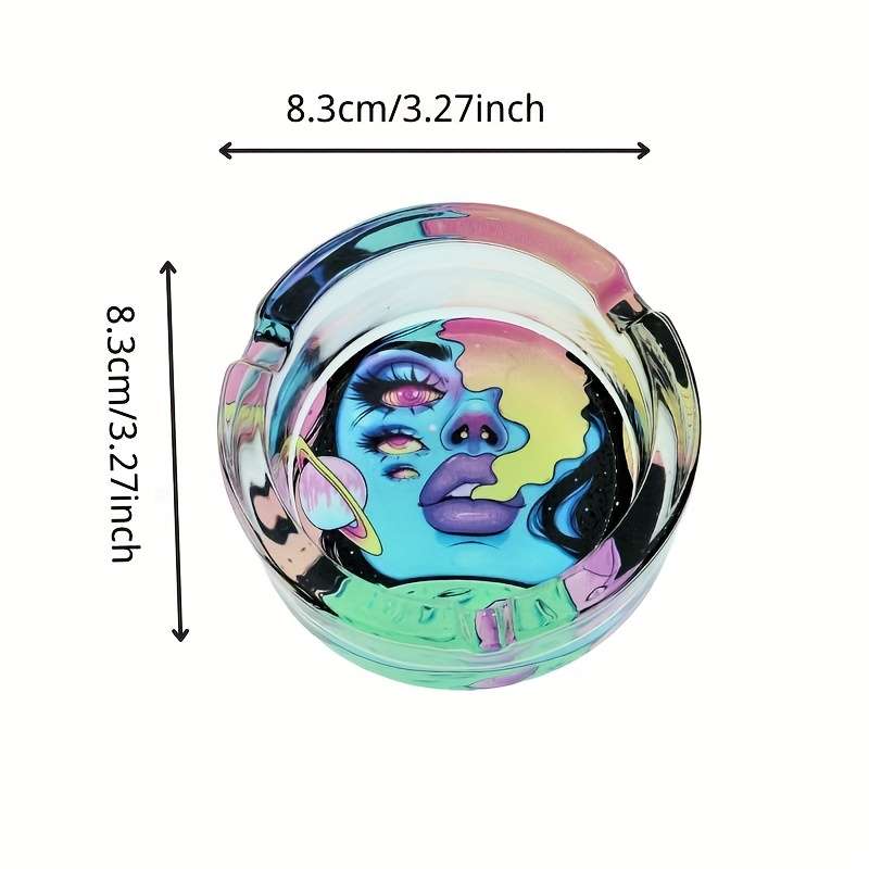 1pc A Round Transparent Glass Ashtray Decorative Non-Electric with Cigar and Cigarette Holder f