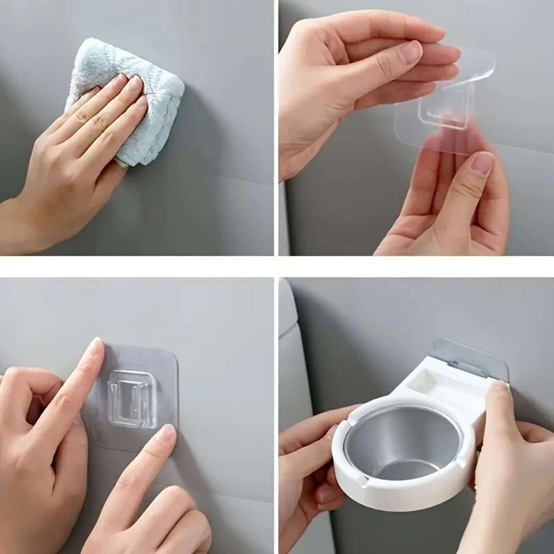 1pc Wall-Mounted No-Drill Bathroom Ashtray Contemporary Circular Plastic Design Space-Saving