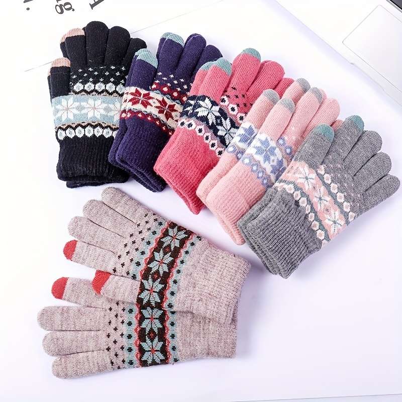 1 Pair Khaki Warm Gloves