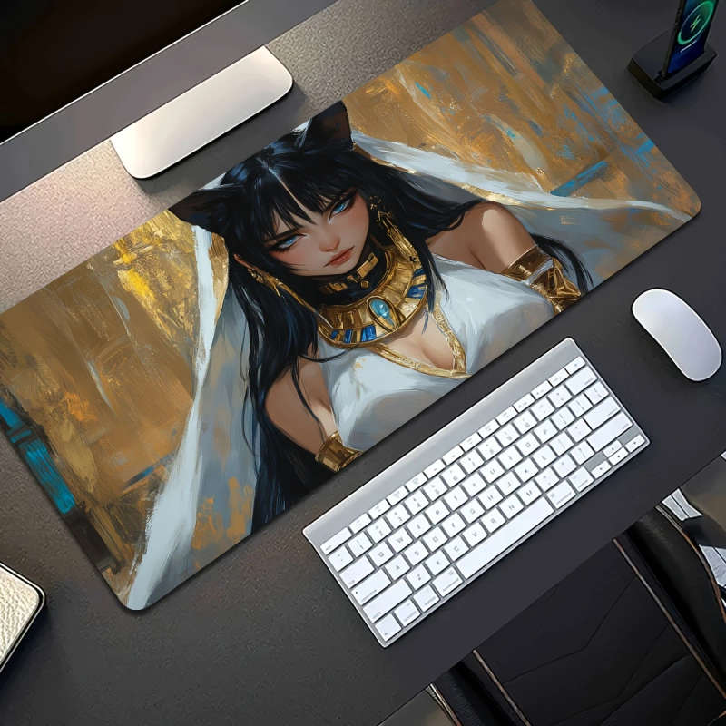 1pc 30x80cm Mystical Egyptian Queen Design Mouse Pad Non-Slip Waterproof Washable Desk Mat