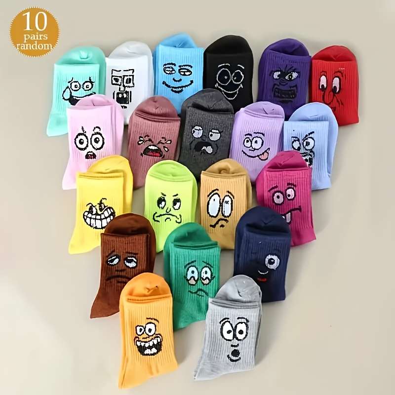 10 Pairs Of Mixed Colors One Size High Elastic Socks