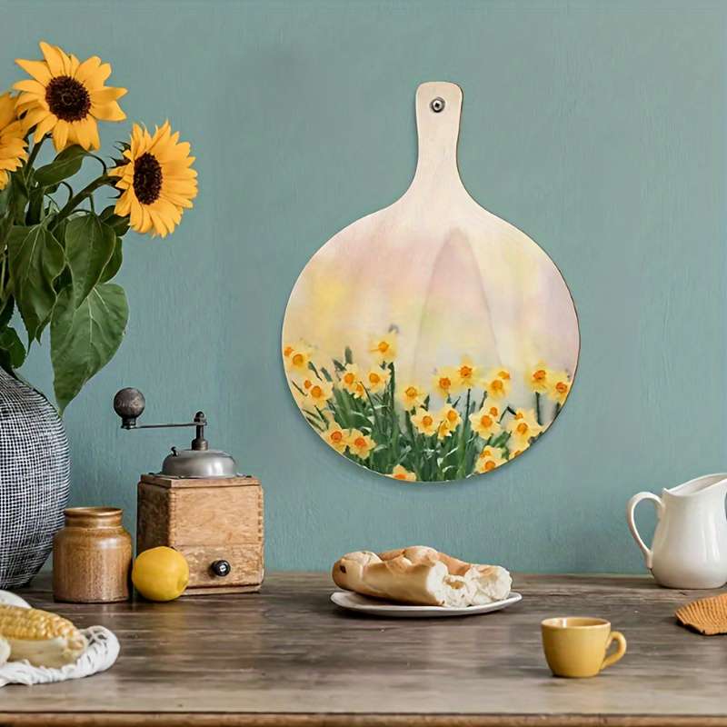 3pcs Mini Wooden Cutting Boards with Handles DIY Unfinished Craft for Kitchen Decor Floral