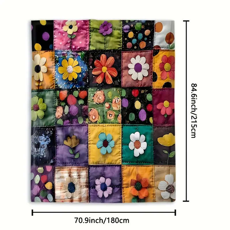 1 Handmade Floral Patchwork Throw Blanket 180CM*215CM