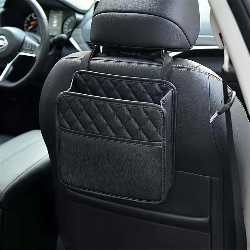 1pc Premium Faux Leather Car Seat Organizer Spacious Durable Easy-Clean Storage Bag for All Vehicles