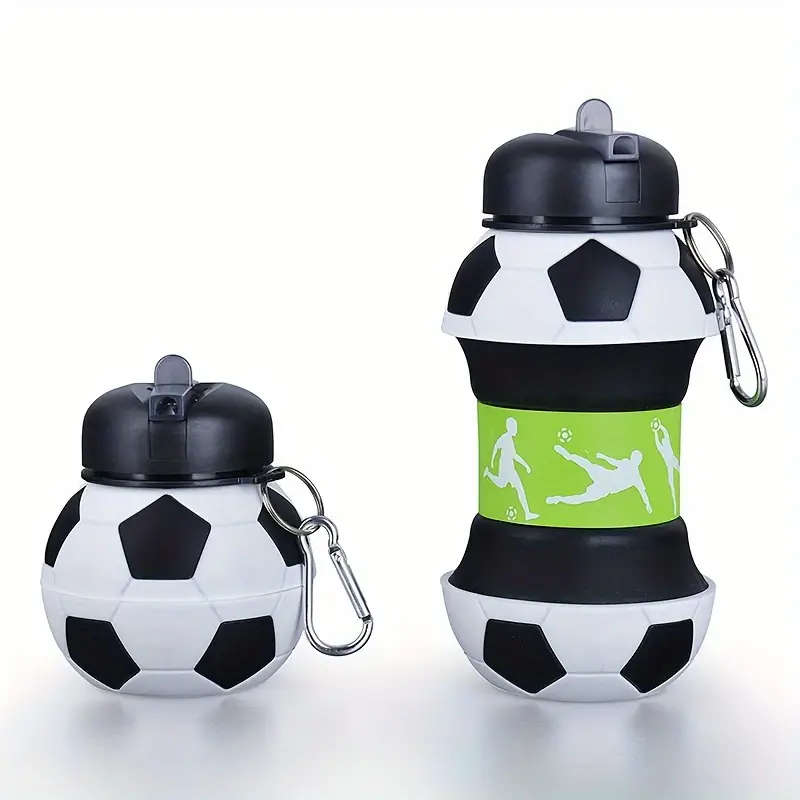 1pc Foldable Silicone Sports Water Bottle Portable High-Temperature Resistant BPA-Free Leak-Proof wi