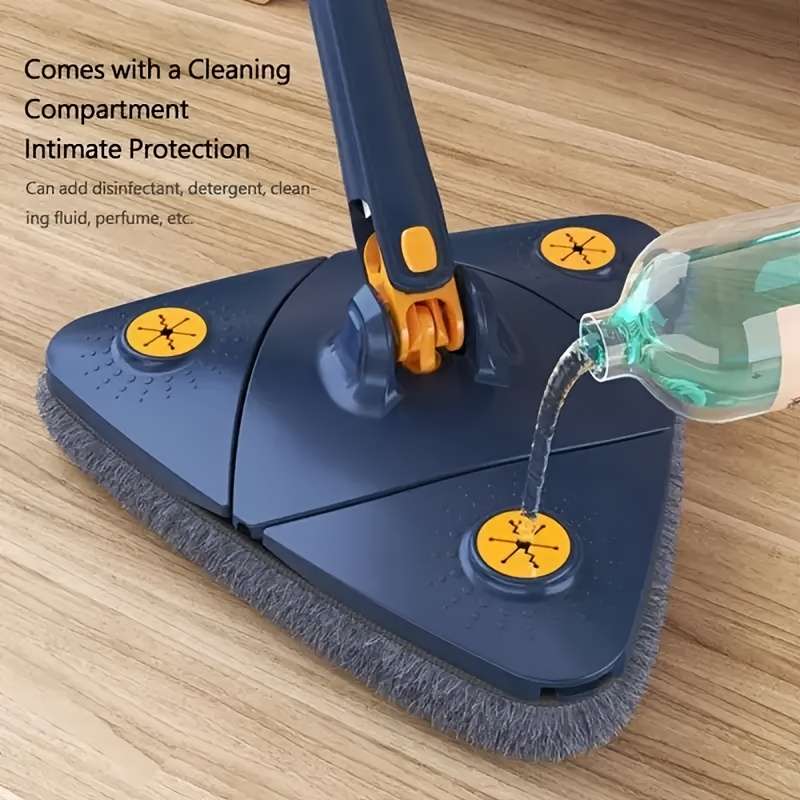 1Set Triangle 360 Rotating Cleaning Mop with Long Handle Hands-Free Wash Dual-Use for Wet