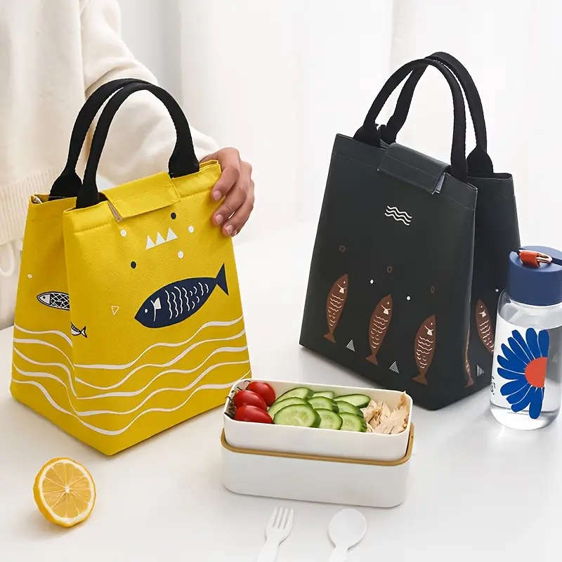 1pc Animal Theme Oxford Cloth Insulated Lunch Bag Waterproof Thermal Tote for Students Office Worker
