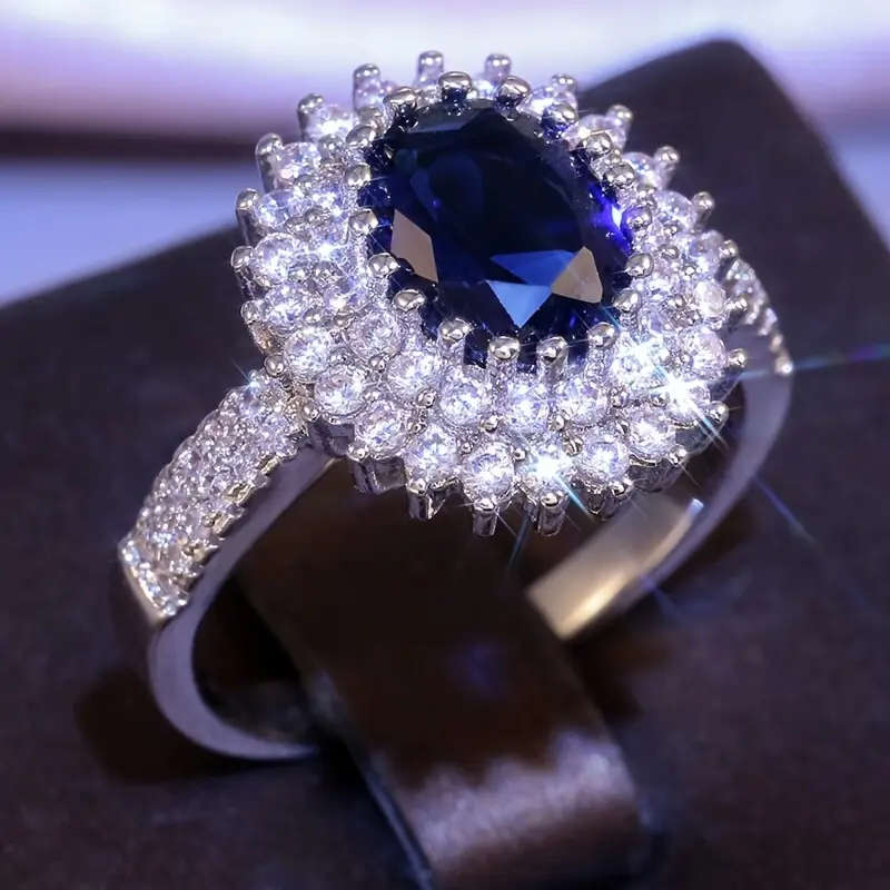 Plated White Gold Ring with Synthetic Faux Gemstones