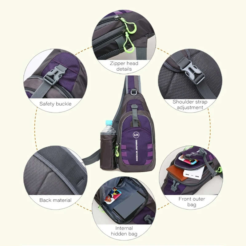 1pc Stylish Nylon Sling Bag Large Capacity Lightweight for Sports Fitness Casual Crossbody with Zip