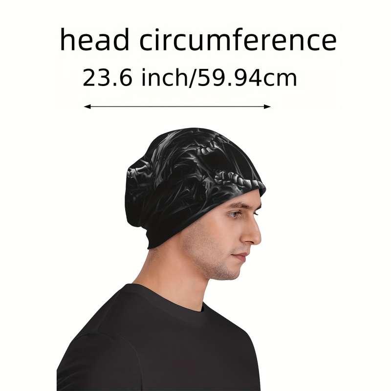 1pc Men's Gothic Skull Beanie Lightweight Windproof Polyester Hat for Spring Autumn Unique F