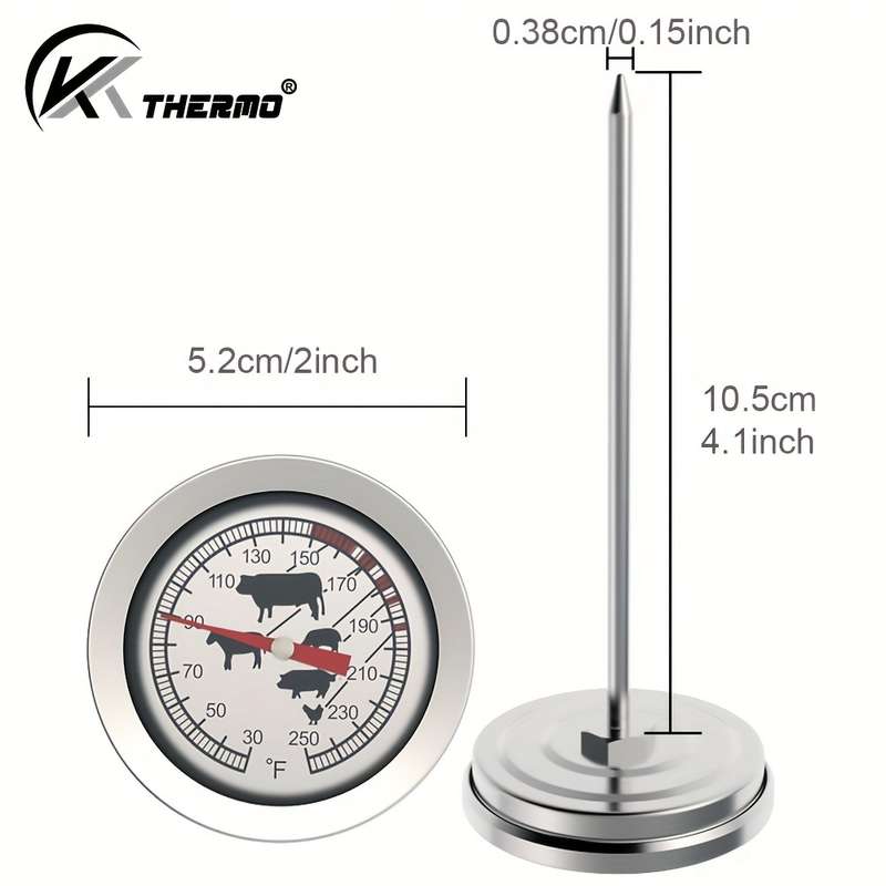 1pc Stainless Steel Instant Read Thermometer for BBQ Kitchen Dual Celsius Fahrenheit Display P
