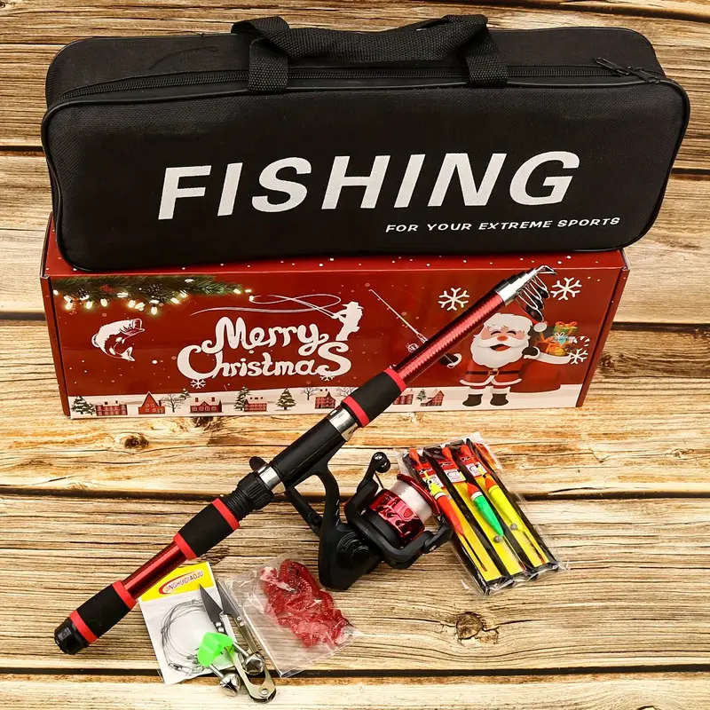 Fishing Rod Set 2.1m Multi-Color Telescopic Fishing Rod Spinning Reel Portable Fishing Gear Bag
