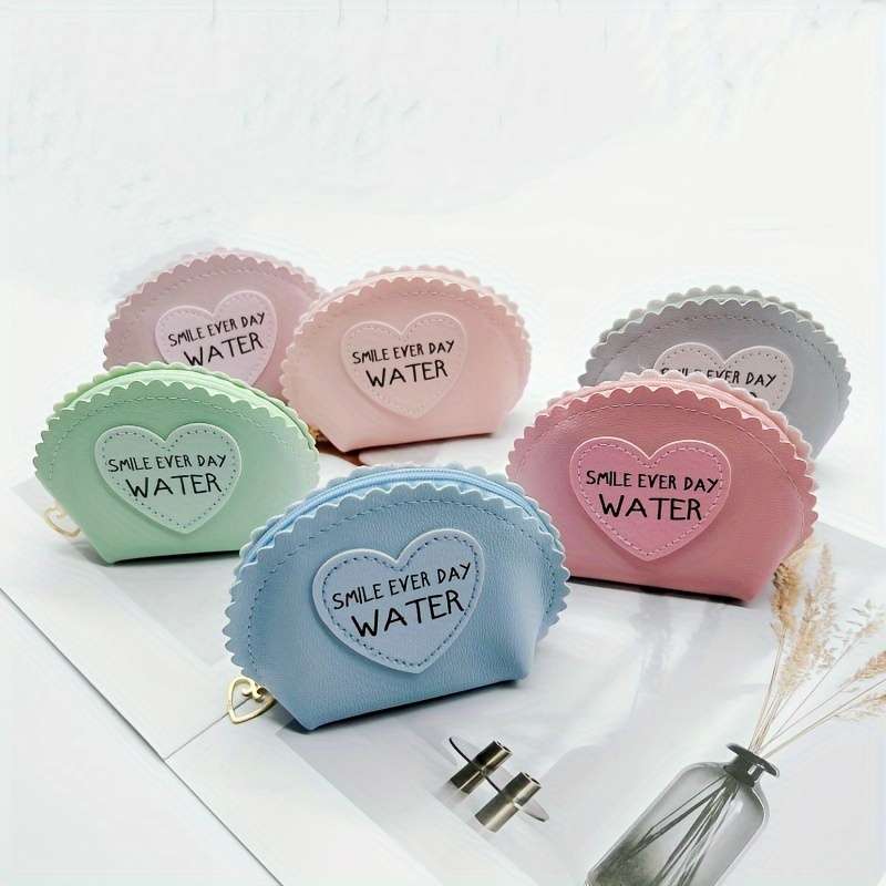 1pc Half-Round Coin Purse for Women PU Handheld Small Wallet Student Youngsters Small Gift