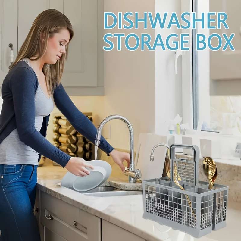 1pc Foldable Universal Dish Rack Basket Baskets with Multifunctional Cutlery Holder Knife an