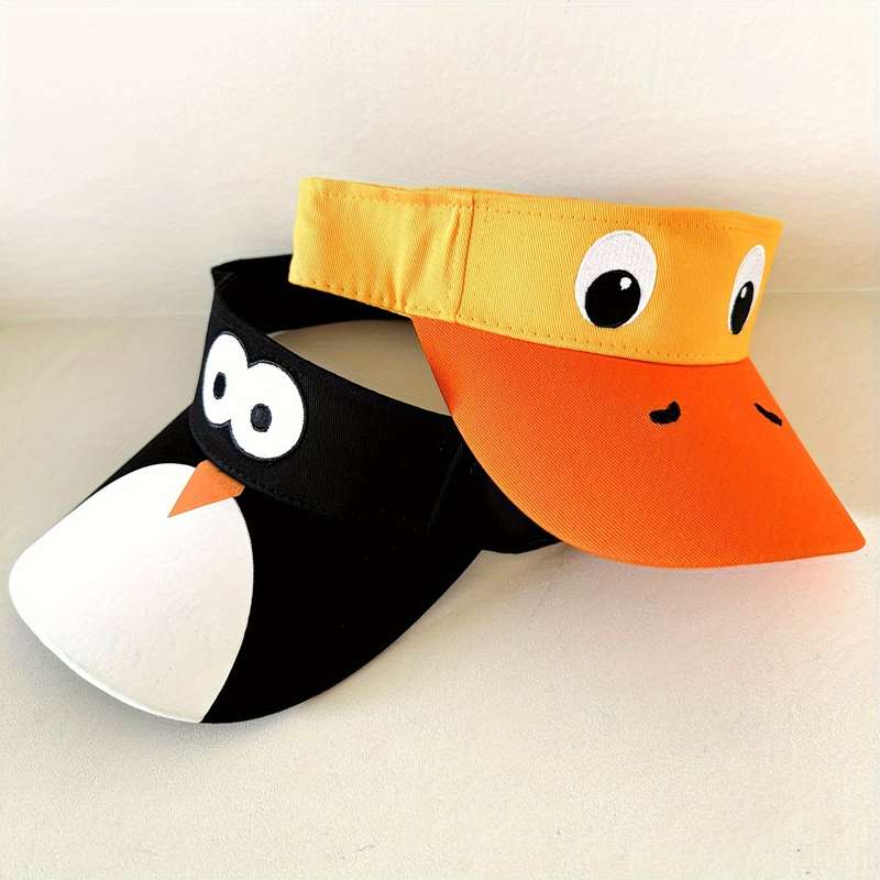 1pc Cute Duck Embroidered Sun Visor Cap Adjustable Outdoor Sports Tennis Hats For Women Breathabl