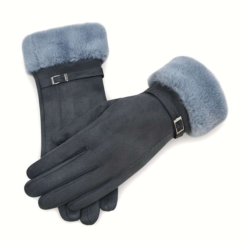 1 Pair Blue Plus Velvet Warm Gloves