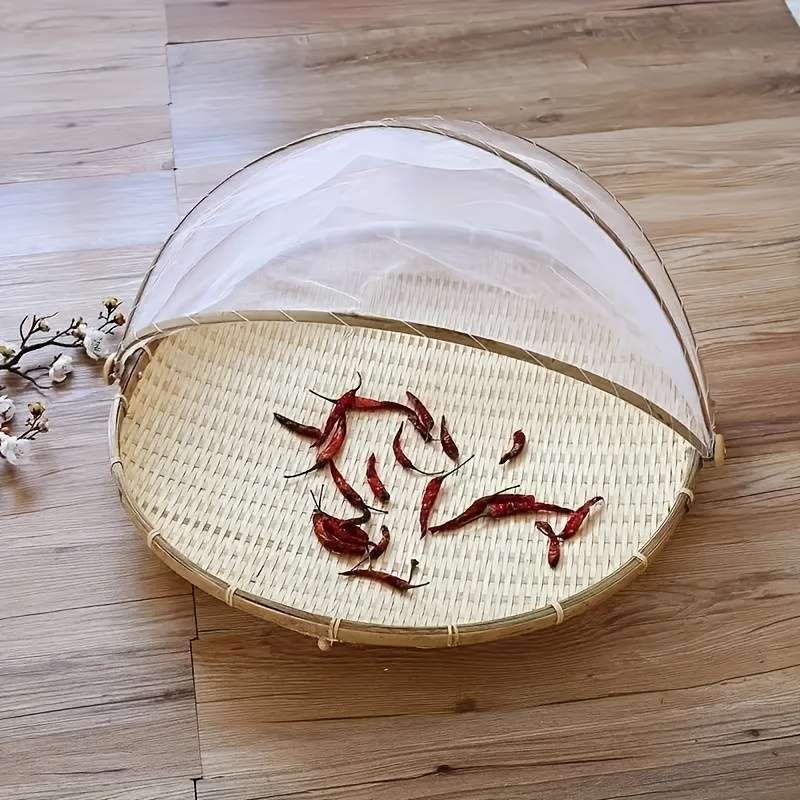 1pc Faridabio Bamboo Storage Basket Rustic Handmade Bamboo Storage Basket Porous Design Dustpr