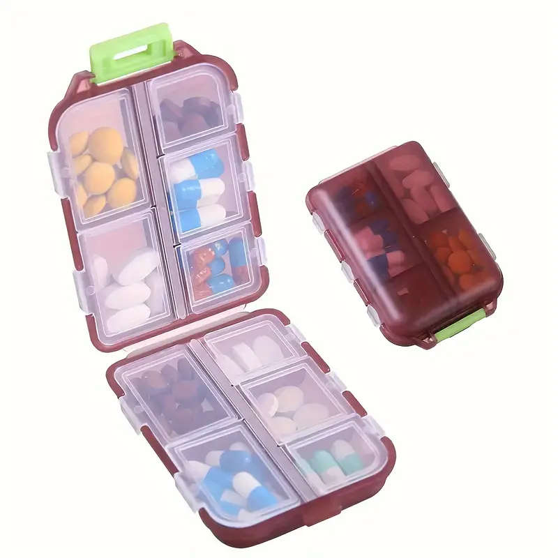 1pc Travel Pill Storage - 10-compartment Pill Box Compact and Portable Pill Box Pill Holder