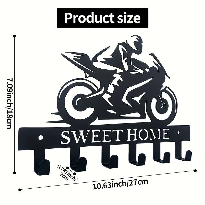 1pc Metal Wall Hanging Decoration Hook Contemporary Motorcycle Rider Creative for Holiday Birthday