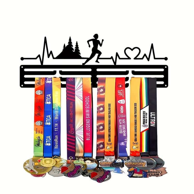 1pc Boho Metal Marathon Runner Medal Hanger 39.98cm Decorative Wall Art Display Rack for Home Offi