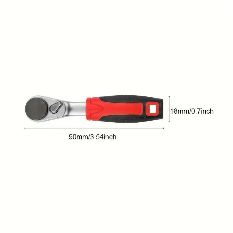 60-Tooth Ratchet Socket Wrench Set Durable Carbon Steel Quick Easy Use with 1/4 Drive Portable