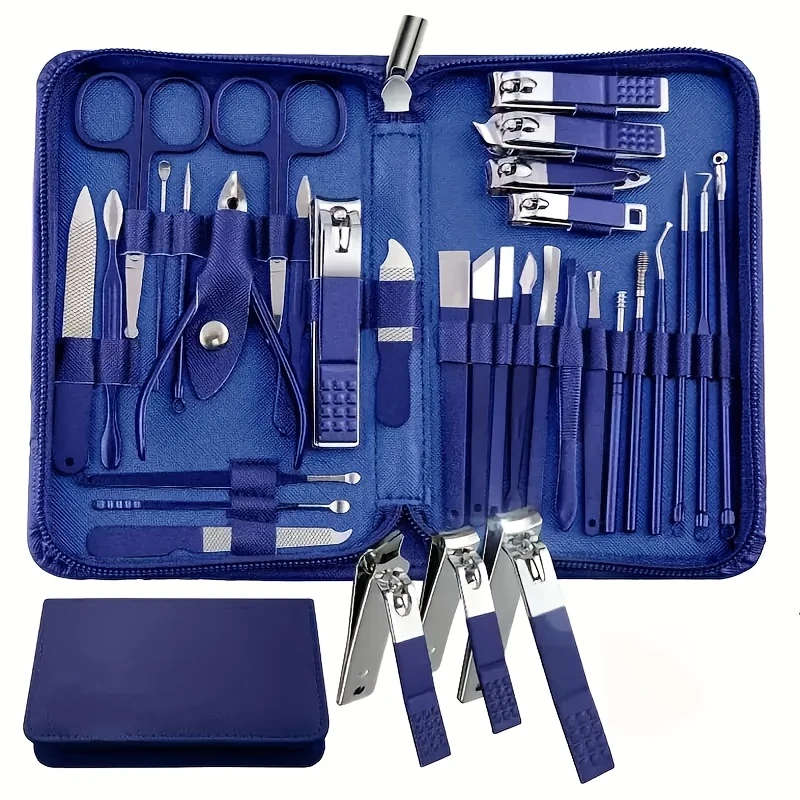 30pcs Modern Manicure Set Stainless Steel Nail Clippers Scissors Grooming Tools with Concave Blade