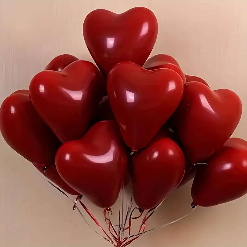 20 Red Heart-Shaped Balloons
