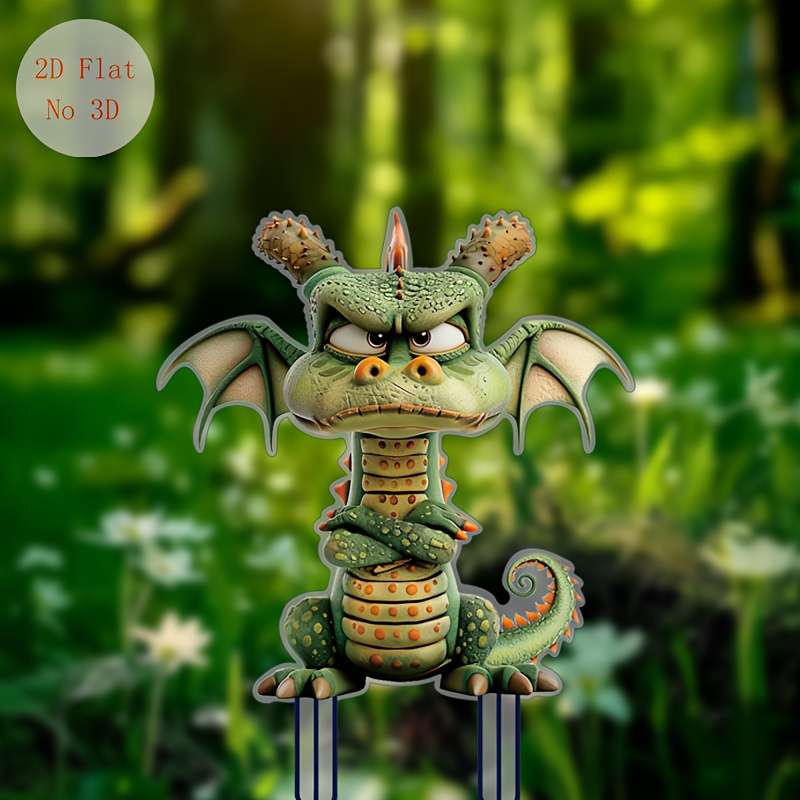 1pc 2D Flat    plane acrylic green dragon garden logo 19.3x 25.91cm exotic style Thanksgiv