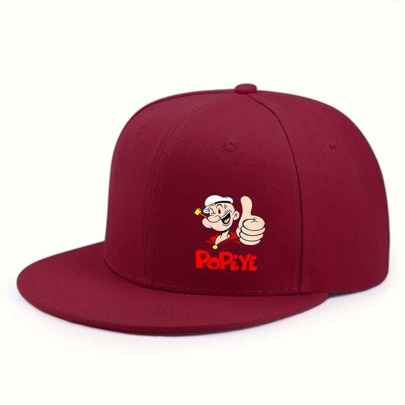 1pc Hip-Hop Baseball Cap with Popeye Cartoon Print Adjustable Breathable Polyester Sun Hat f