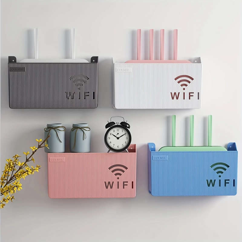 1Pc Wall Mounted Router Tv Top Box Storage Shelf No Drill