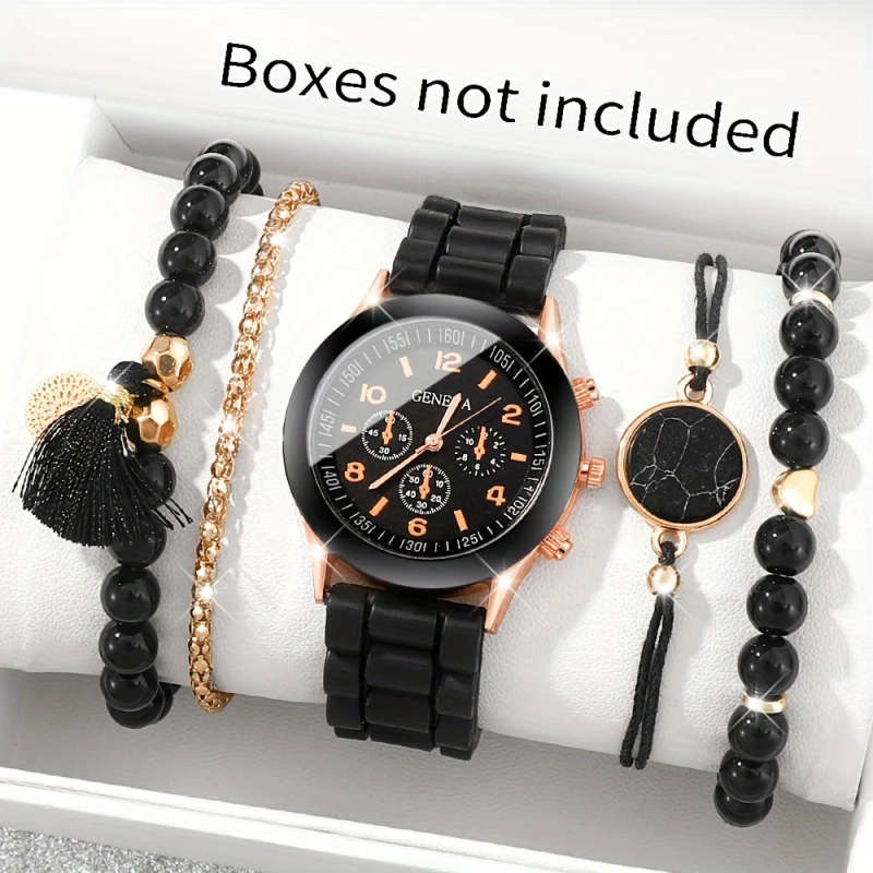 5pcs set Fashionable Women's Sports Quartz Watch Suitable for Business Wear Color Sent Randomly
