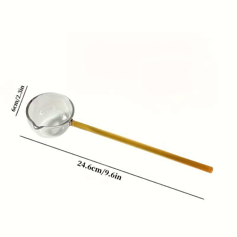 1pc Colorful Transparent Long Handle Glass Spoon High Borosilicate Heat Resistant Dessert Spoon