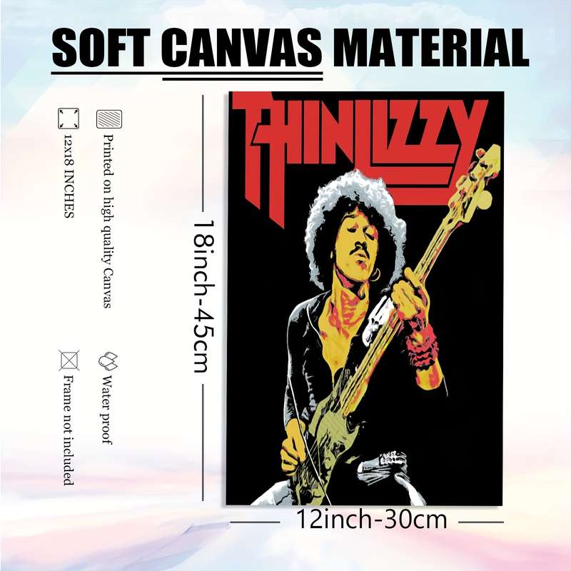 1pc Vintage Music Canvas Poster 30.48x45.72cm Frameless Wall Art Featuring Thin Lizzy Lead Singer