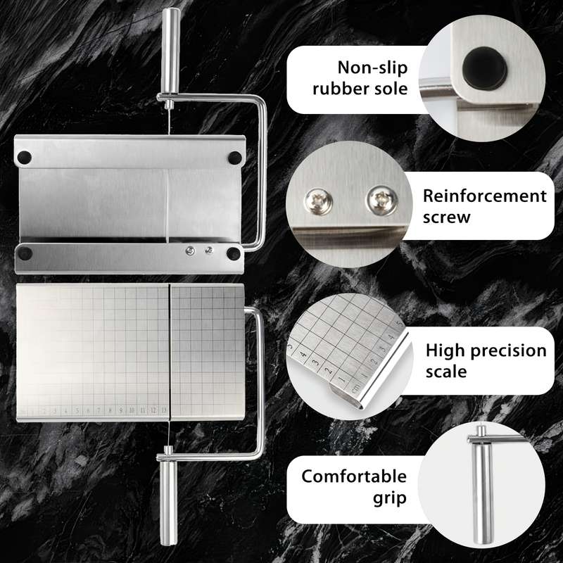 1pc Stainless Steel Cheese Slicer with Built-in Scale Manual Cheese Sausage Ham Cutter Ergono