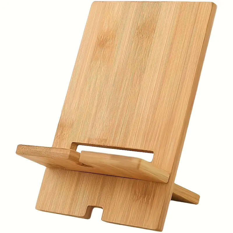 1pc Bamboo Desktop Phone Stand Clamp Holder for All Smartphones Ideal for Office Organization Chargi