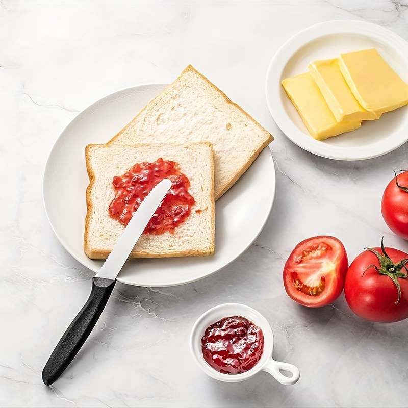 6pcs Vibrant Color Kitchen Knives Set Premium Stainless Steel Serrated Bread Tomato Cuttin