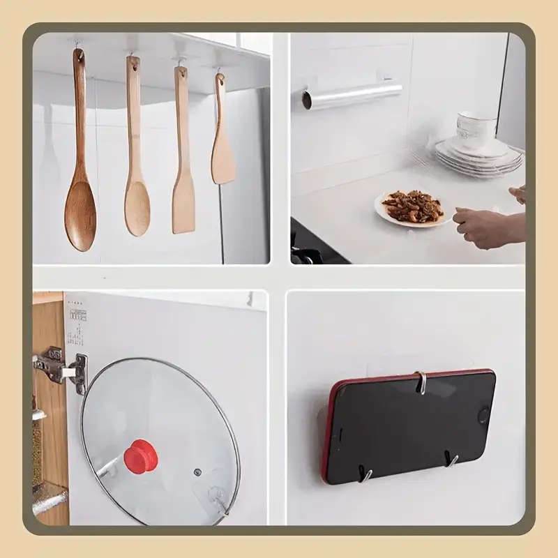 10 Piece Wall Hooks - Casual Style Plastic Utility Hook Set for Keys Hats Towels Easy to Install