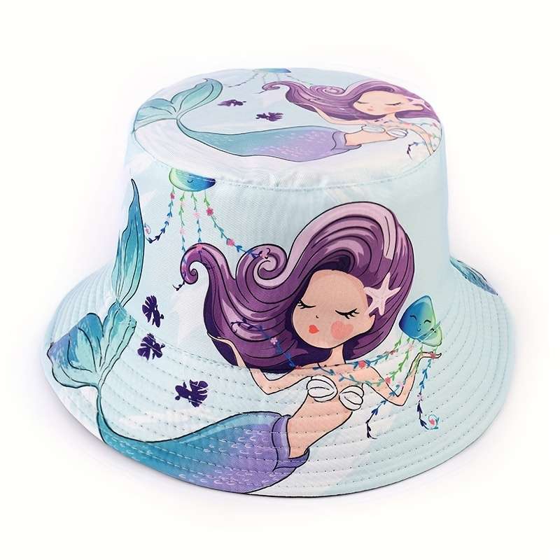 1pc Creative Funny Animal Series Bucket Hat Pig Cow Gorilla Mermaid Print Fisherman Hat Sun
