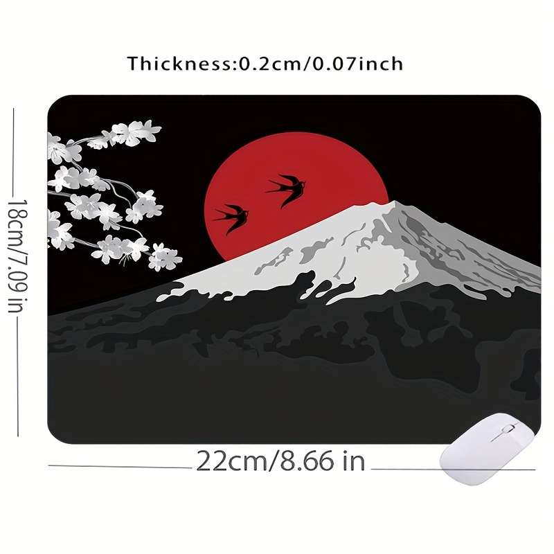 1pc 7x8.6in Non-Slip Mouse Pad Japanese Cherry Blossom Sunrise Printed Mouse Pad 7x8.