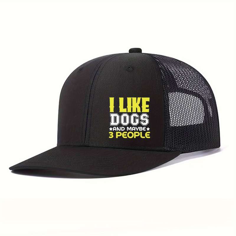 1pc I Like Dogs Funny Printed Trucker Hat Stylish Unisex Baseball Cap for Men Women Lightweig