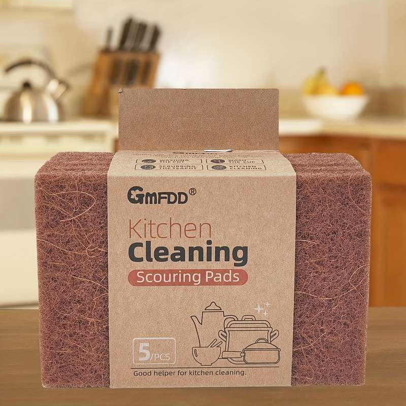 5pcs Premium Natural Sisal Fiber Kitchen Cleaning Pads Scratch-Free Thick 100% Sisal Scrubbi