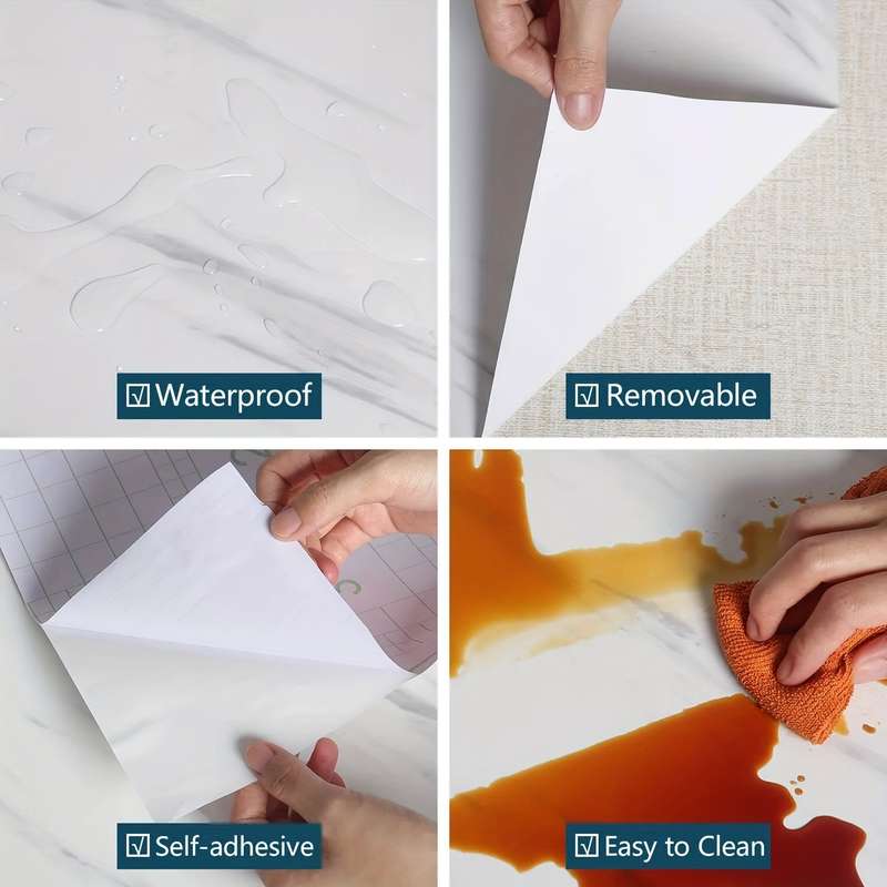 1pc Marble Pattern Self-Adhesive Kitchen Countertop Sticker 200x40cm Waterproof Oil-Resistan